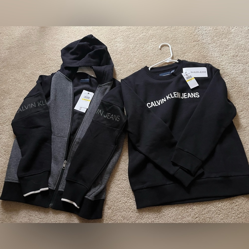 Calvin Klein CK Boys 10/12 NWT Hoodie and sweatshirt bundle lot of 2.